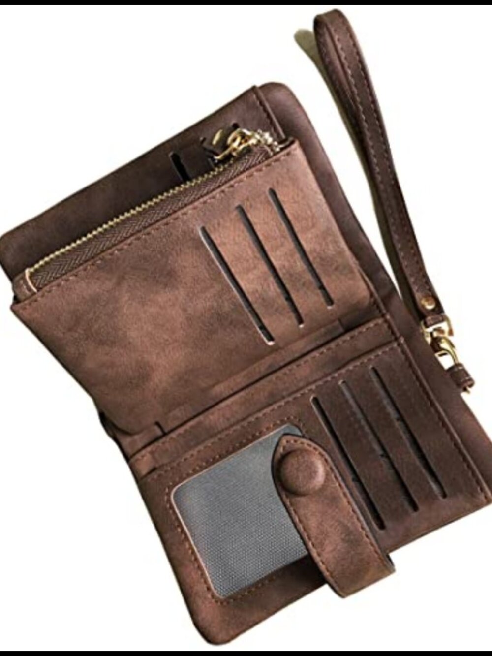 Women's Small RFID Blocking Bifold Leather Wristlet Wallet with Card Holder